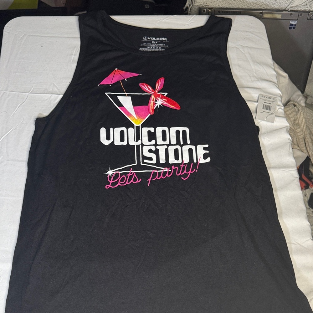 Volcom Black Tank with Pink Graphic new with tags